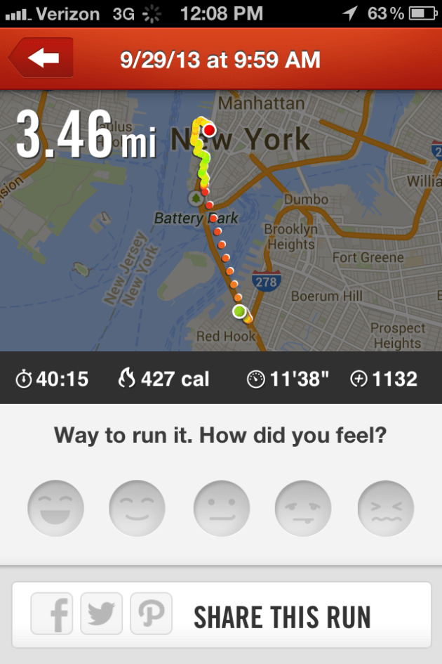 My run on the Nike+ App. So cool looking!